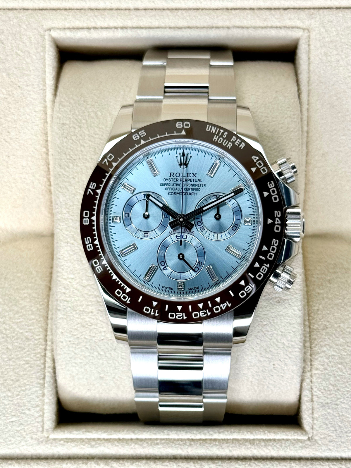 NEW 2023 Rolex Daytona 40mm 116506 Platinum Ice Blue Diamond Dial