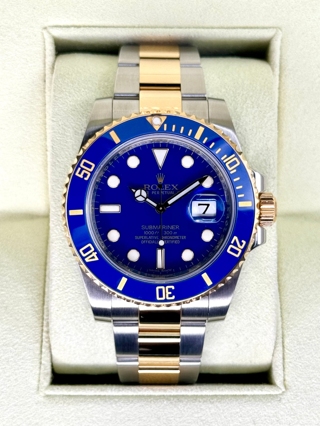 2010 Rolex Submariner "Bluesy" 40mm 116613LB Two-Tone Flat Blue Dial