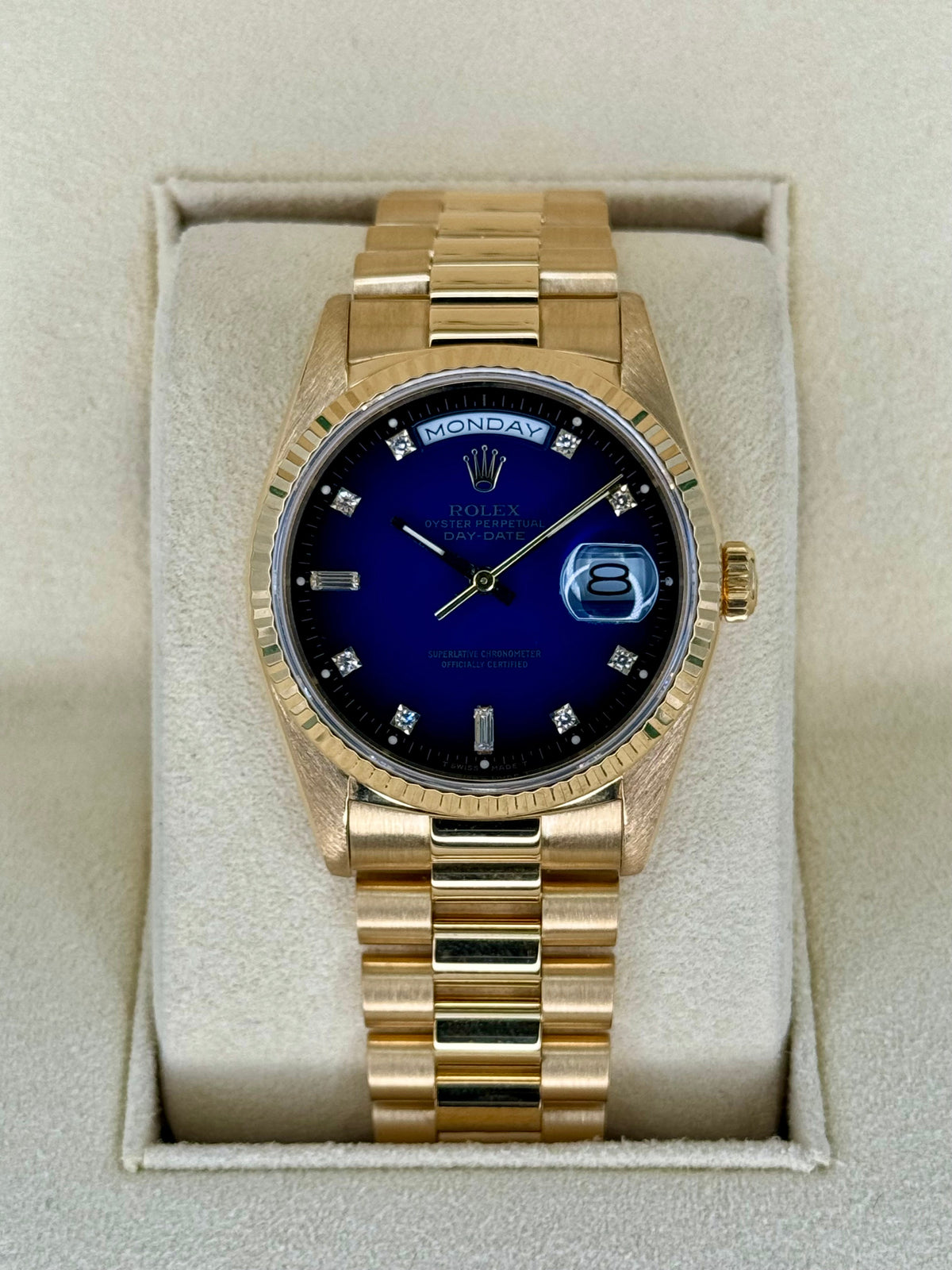 1988 Day-Date 36mm 18038 Gold Presidential Blue Vignette Dial