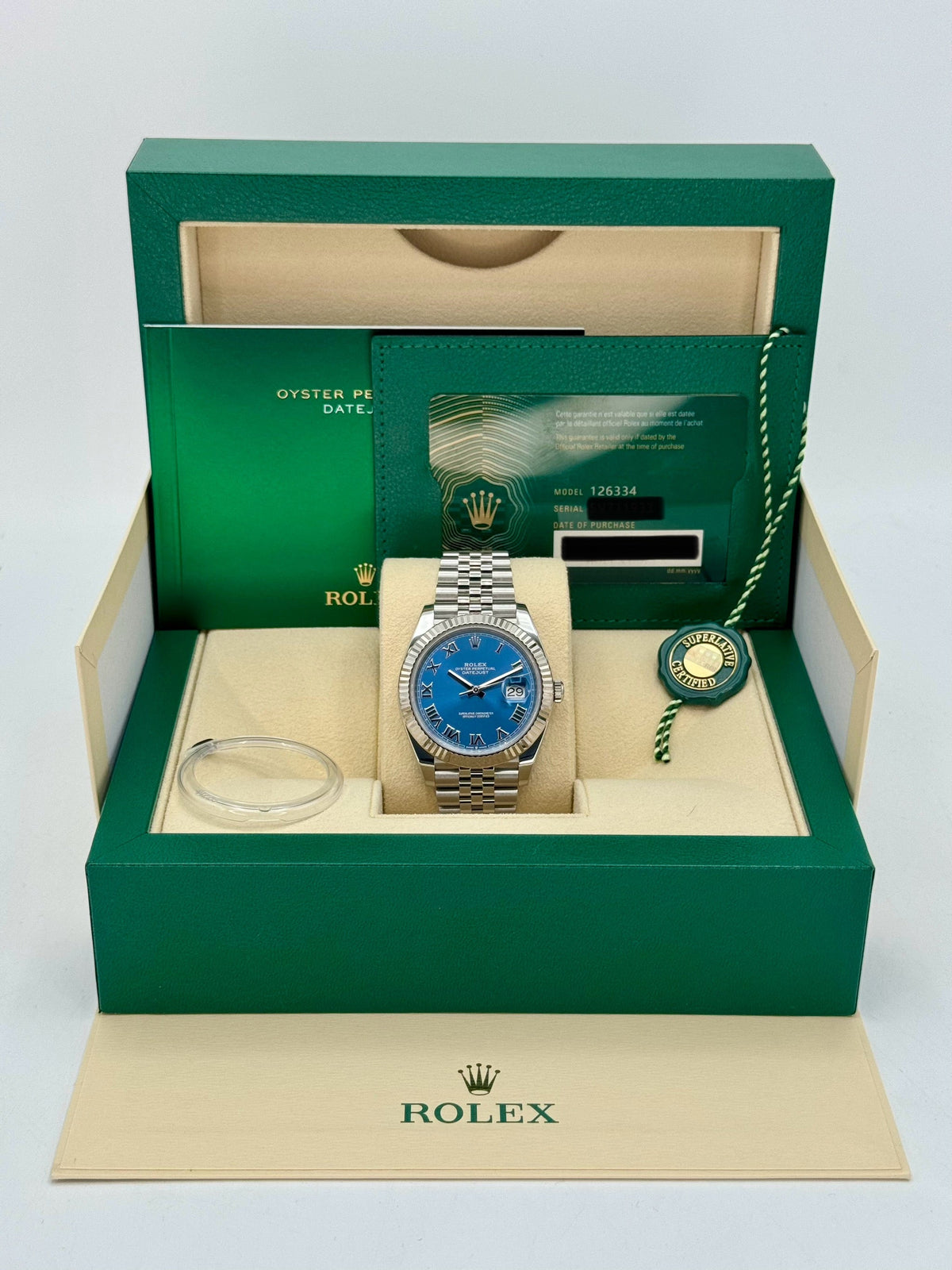 2022 Rolex Datejust 41mm 126334 Stainless Steel Jubilee Blue Dial