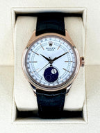 2018 Rolex Cellini Moonphase 39mm 50535 Rose Gold White Dial