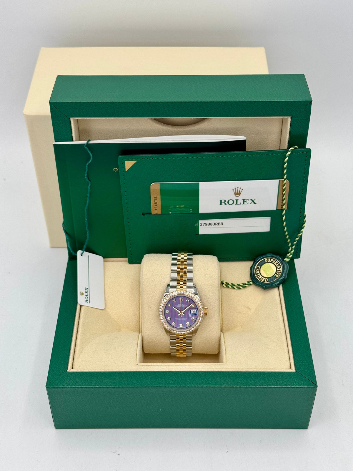2018 Lady-Datejust 28mm 279383RBR Lavender Stripe Motif Diamond Dial
