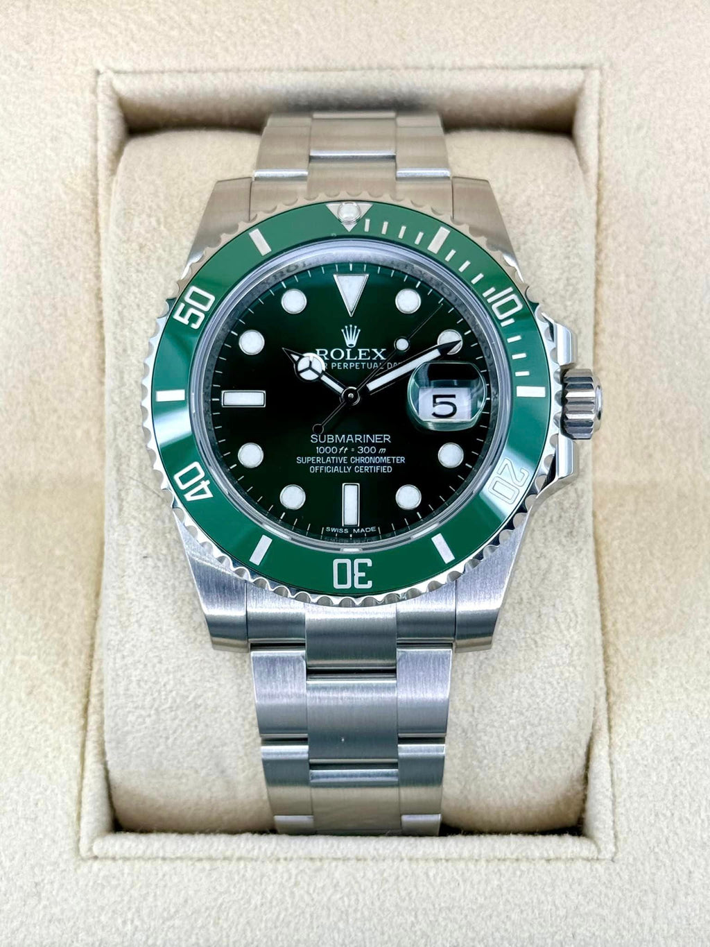 2014 Rolex Submariner "Hulk" 40mm 116610LV Green Dial