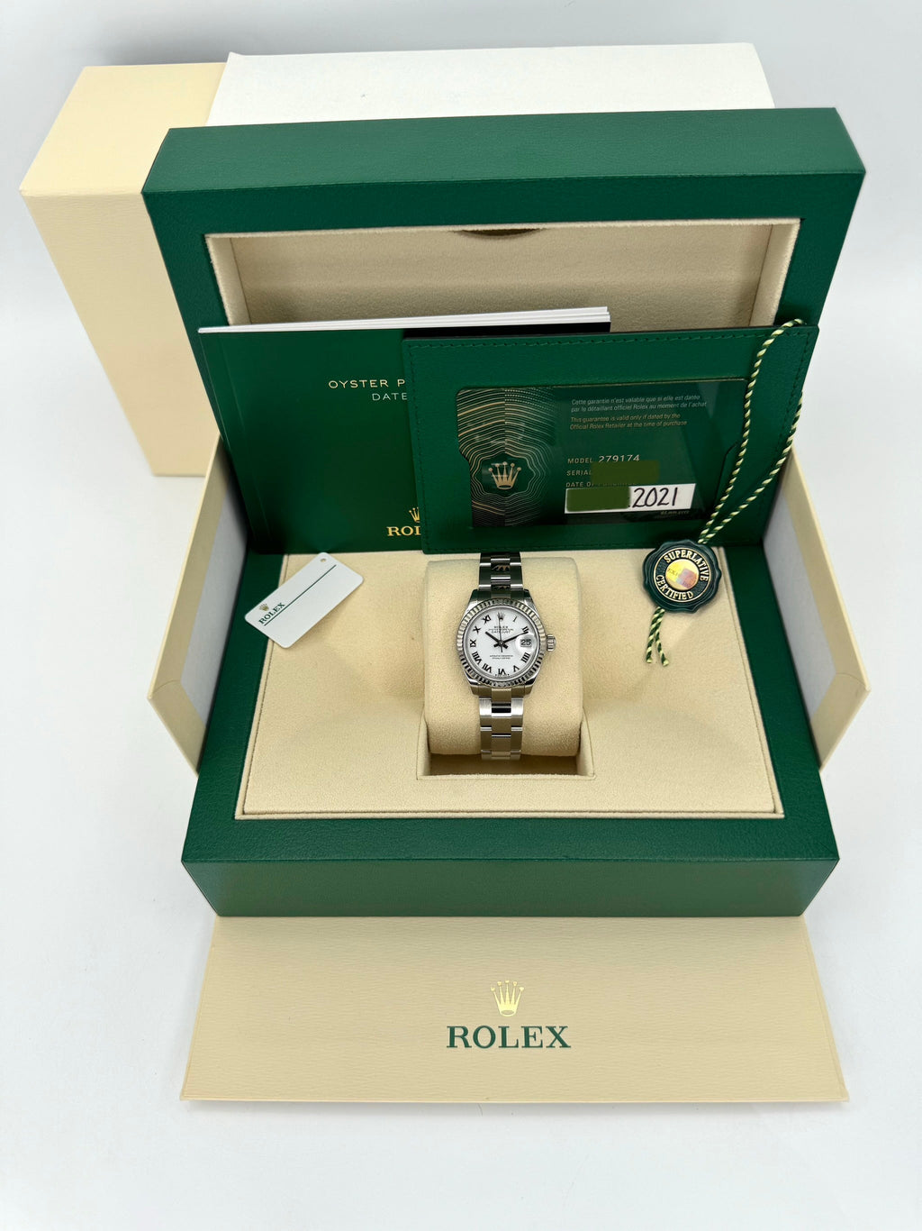 2021 Rolex Lady Datejust 28mm 279174 Stainless Steel Oyster White Dial