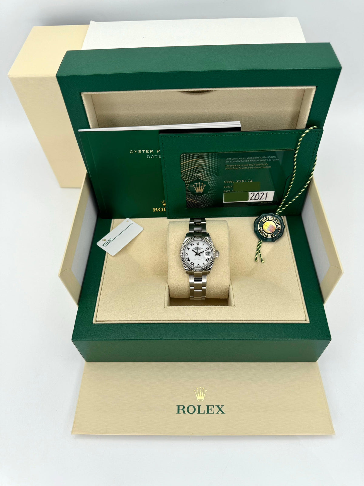 2021 Rolex Lady Datejust 28mm 279174 Stainless Steel Oyster White Dial