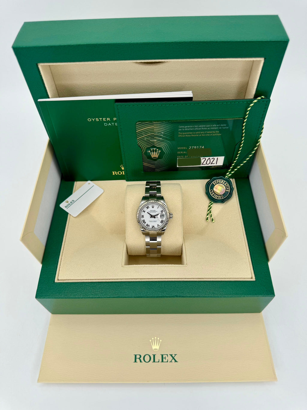 2021 Rolex Lady Datejust 28mm 279174 Stainless Steel Oyster White Dial