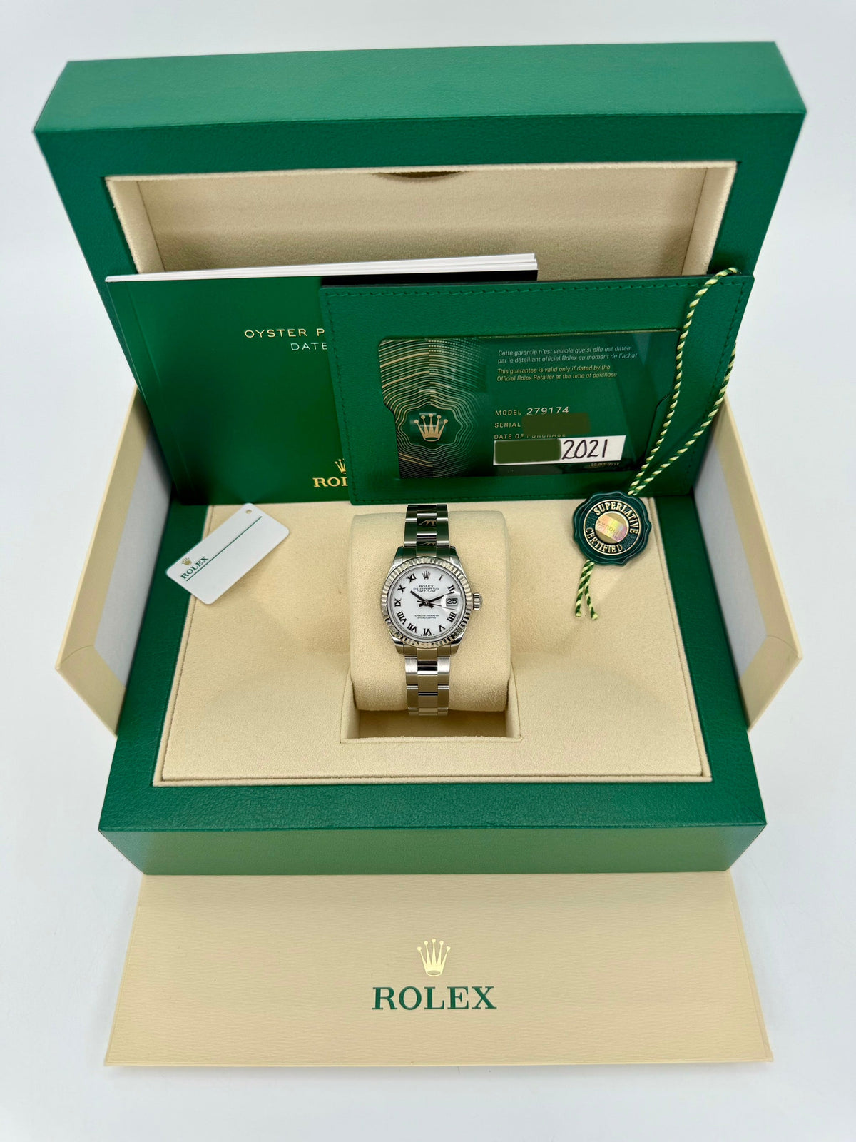 2021 Rolex Lady Datejust 28mm 279174 Stainless Steel Oyster White Dial