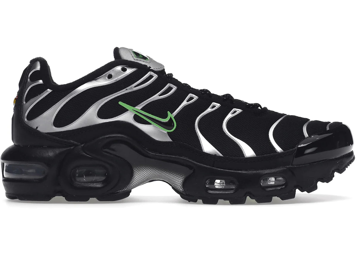 Nike Air Max Plus Black Green Strike Metallic Silver (GS)