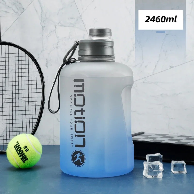 2 Liter Sports Water Bottle With Straw Large Capacity Fitness With Scale Gradient Kettle Outdoor Plastic Portable Water Bottle