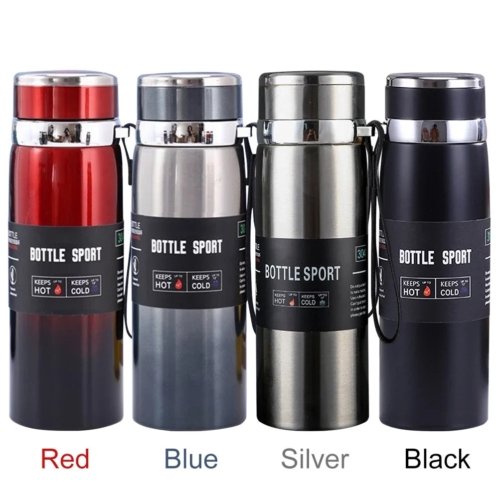 1L Insulated Thermal Cup with Handle Keep Cold and Hot Water Bottle Stainless Steel Vacuum Flasks Thermos Bottle for Outdoor Spo