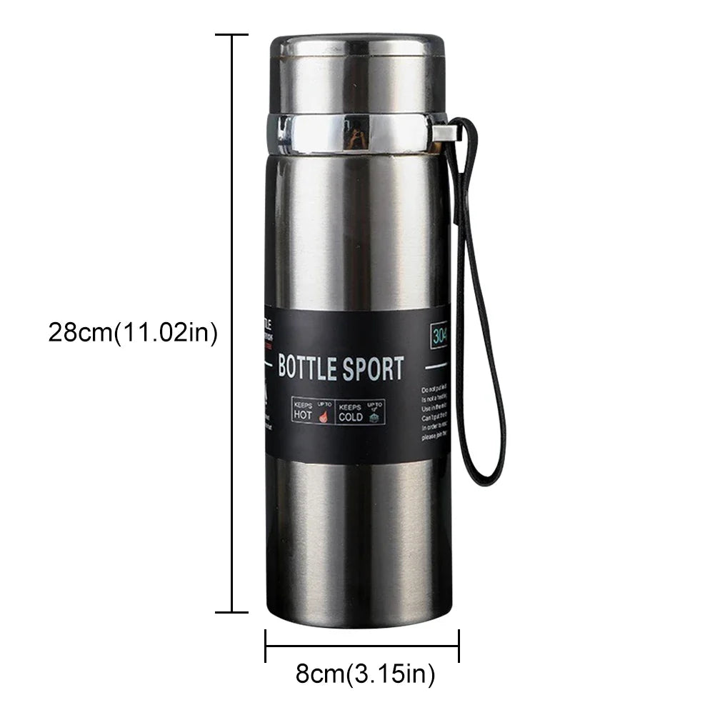 1L Insulated Thermal Cup with Handle Keep Cold and Hot Water Bottle Stainless Steel Vacuum Flasks Thermos Bottle for Outdoor Spo