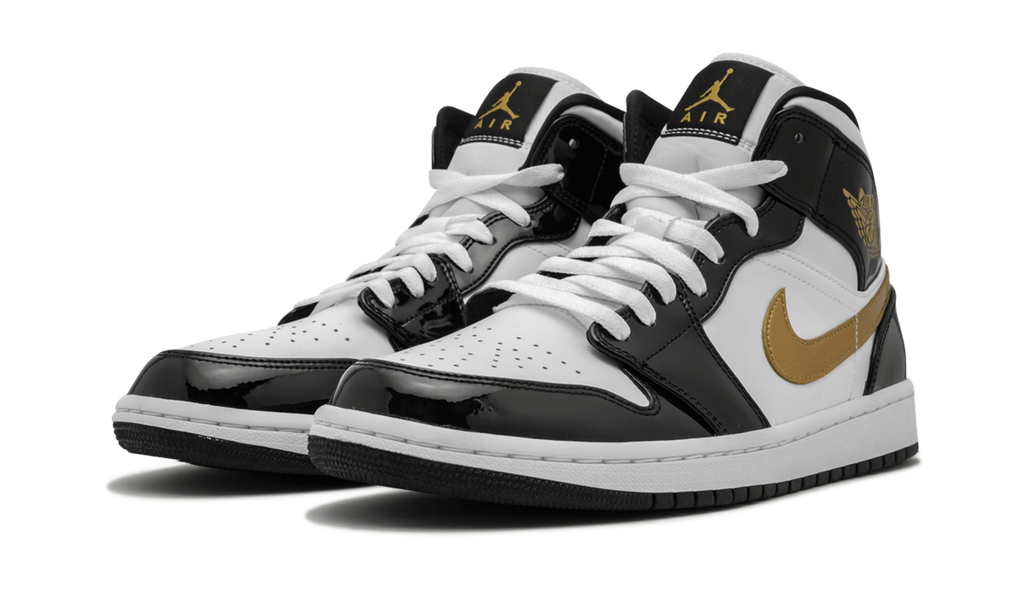 Air Jordan 1 Mid SE "Black Gold Patent Leather" 852542 007