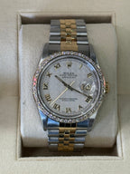 Rolex Datejust 36mm 16233 Two-Tone White Pyramid Roman Numeral Dial